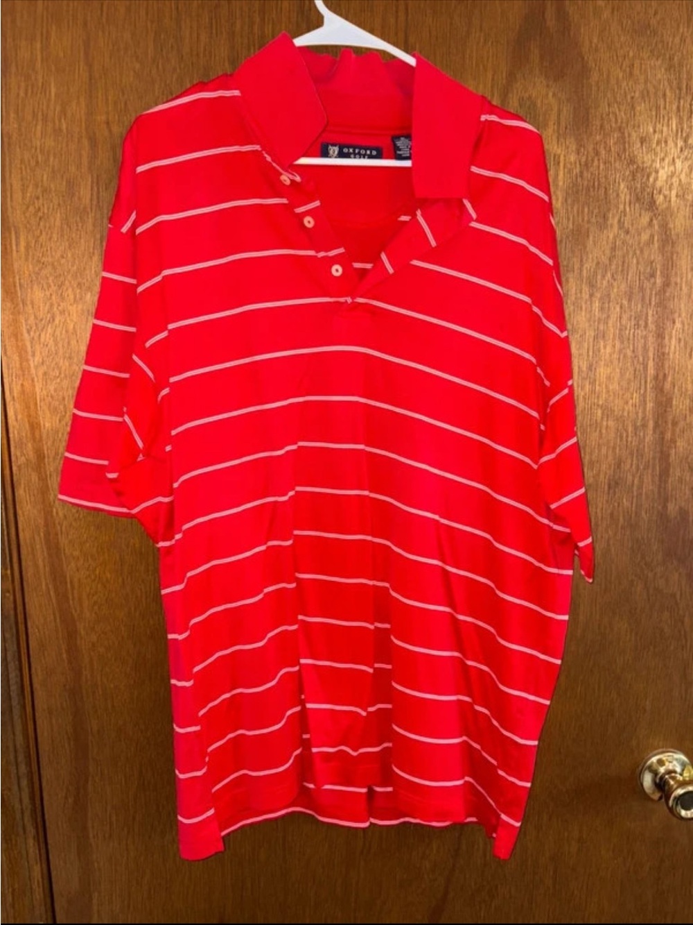 Oxford Bright Red Polo with White Stripe Detail